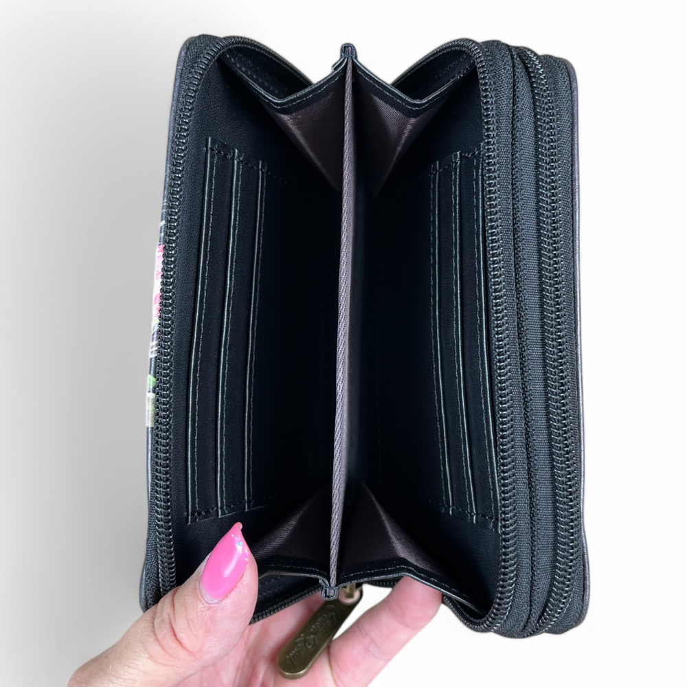 BLACK Medium Cotton Road PU Leather Wallet with PROTEA