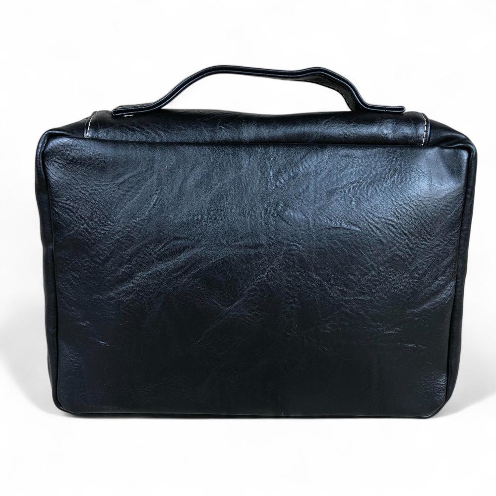 BLACK PU Leather Cotton Road BIBLE Cover Bag