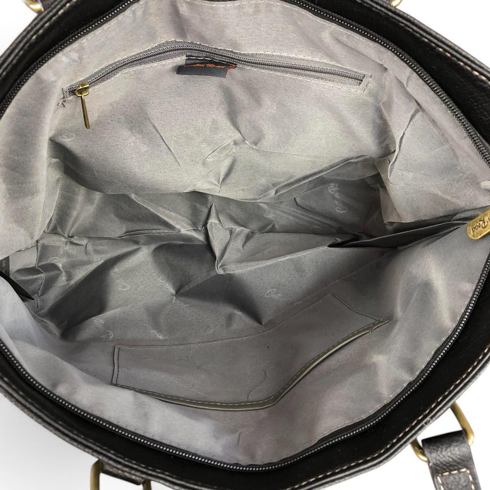 BLACK PU Leather Cotton Road Handbag