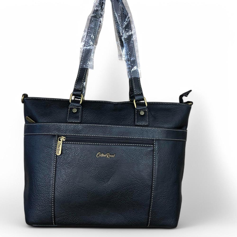 BLACK PU Leather Cotton Road Handbag