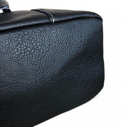 BLACK PU Leather Cotton Road Handbag