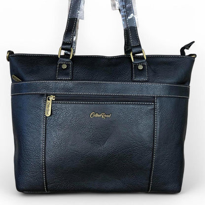 BLACK PU Leather Cotton Road Handbag