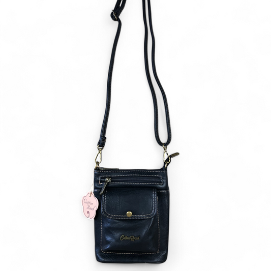 BLACK PU Leather Cotton Road Mini Sling Bag