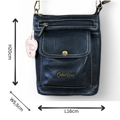 BLACK PU Leather Cotton Road Mini Sling Bag