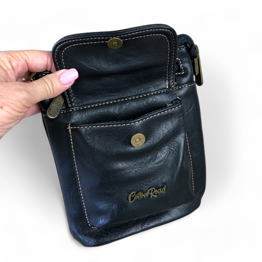 BLACK PU Leather Cotton Road Mini Sling Bag