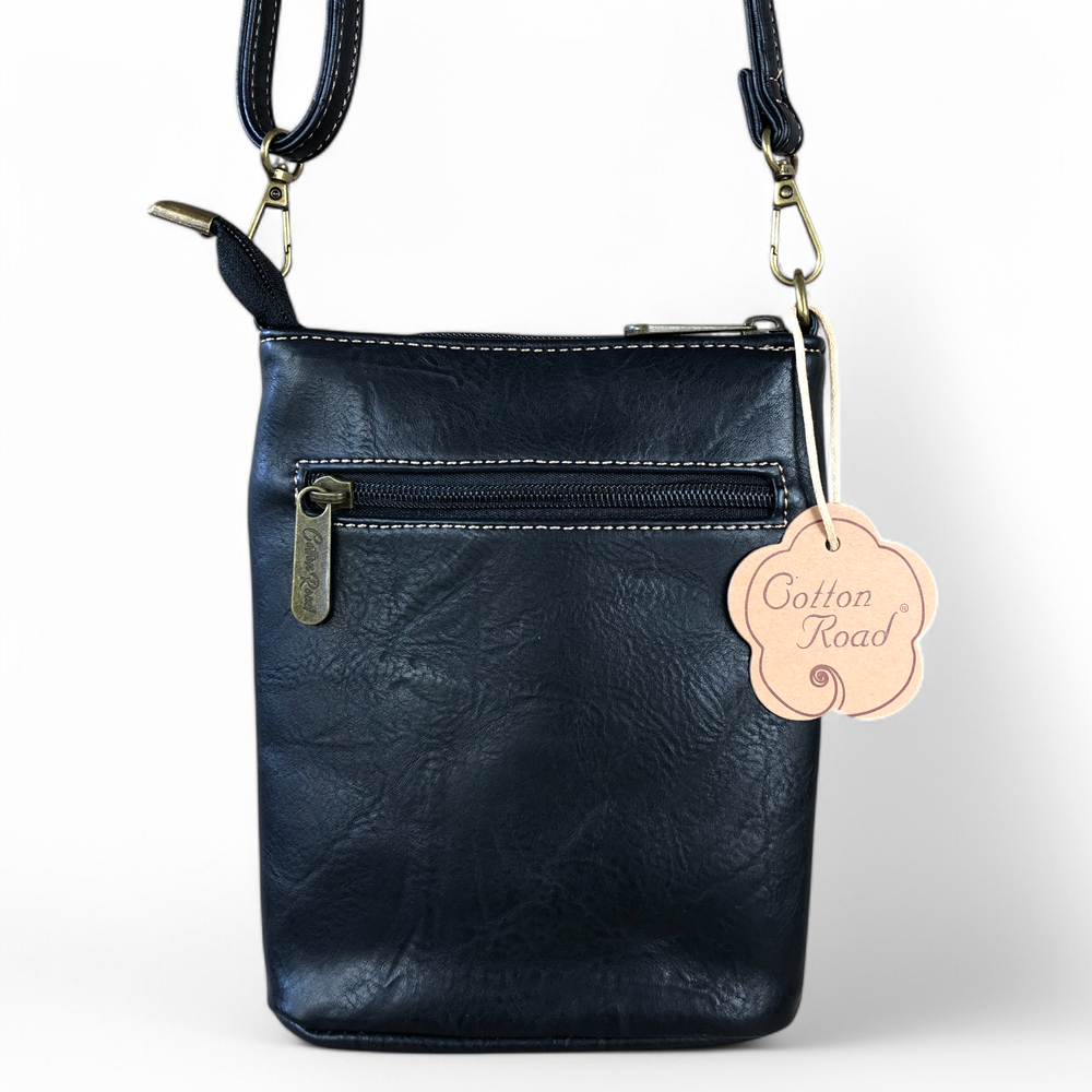 BLACK PU Leather Cotton Road Mini Sling Bag