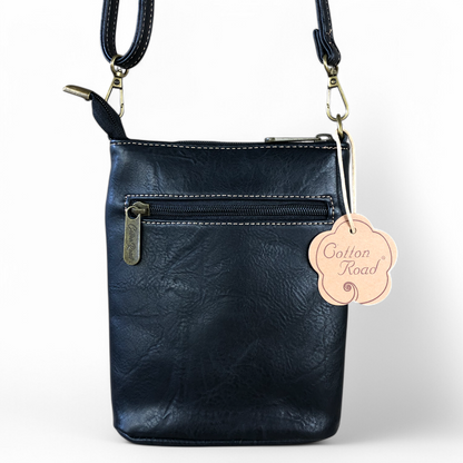 BLACK PU Leather Cotton Road Mini Sling Bag