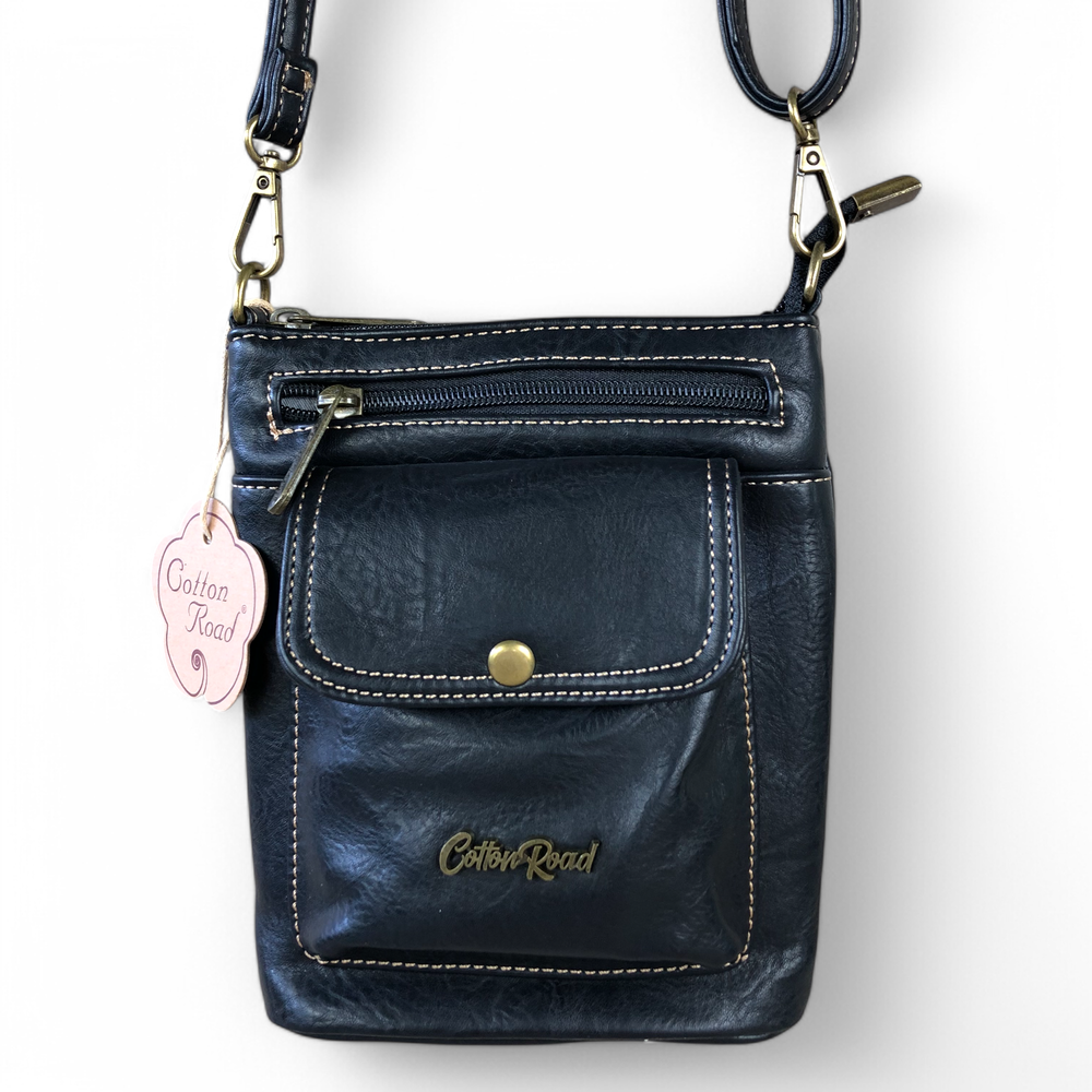 BLACK PU Leather Cotton Road Mini Sling Bag