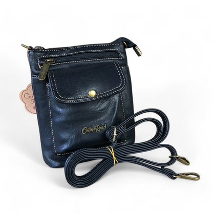 BLACK PU Leather Cotton Road Mini Sling Bag