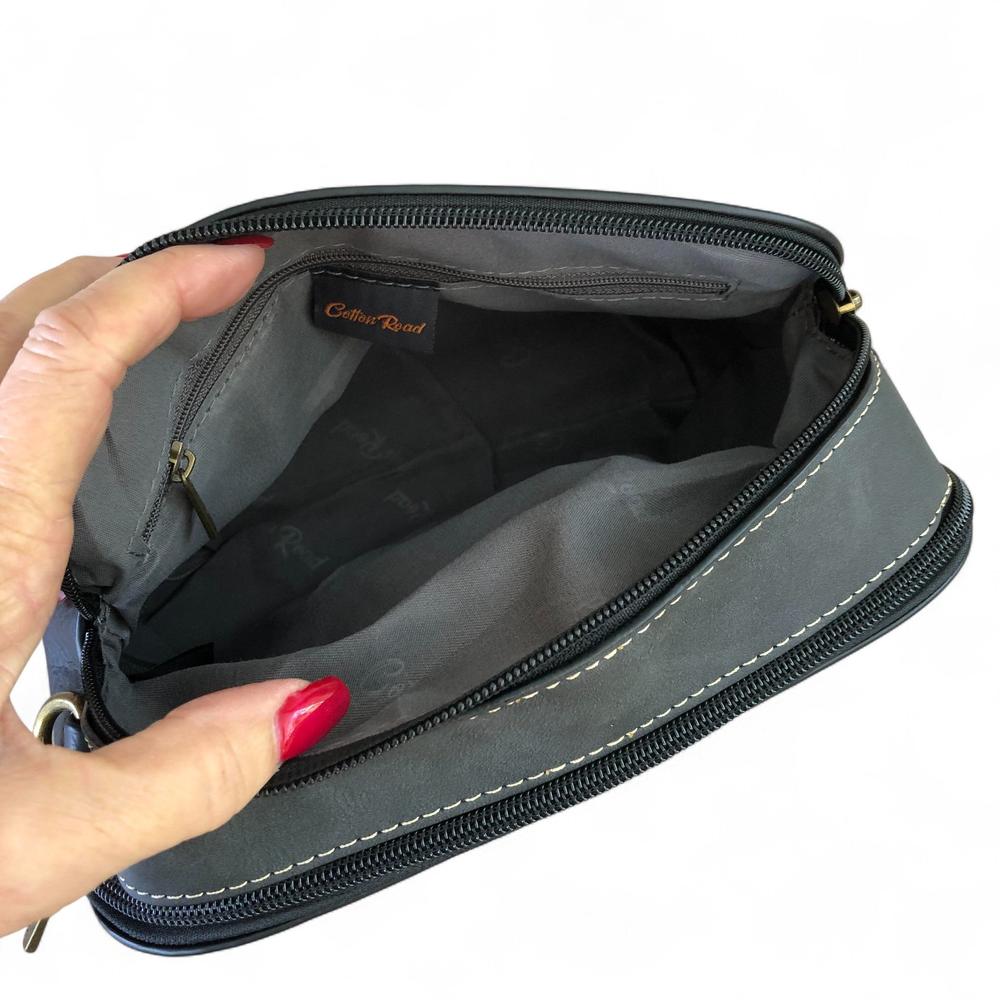 BLACK PU Leather Cotton Road Sling Bag