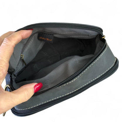 BLACK PU Leather Cotton Road Sling Bag