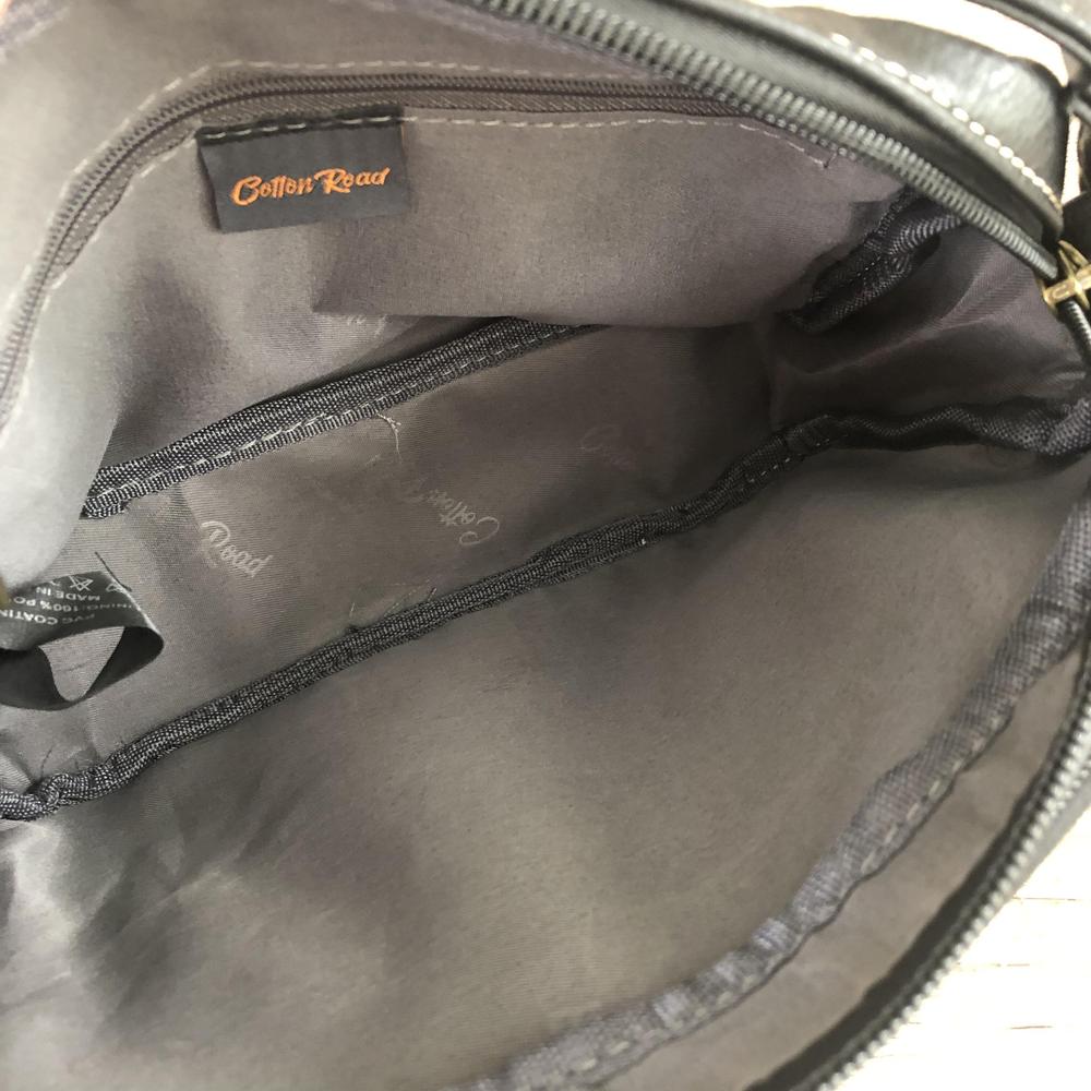 BLACK PU Leather Cotton Road Sling Bag