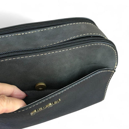 BLACK PU Leather Cotton Road Sling Bag