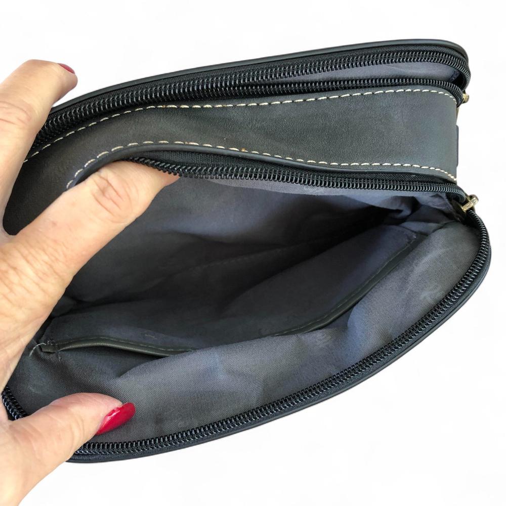 BLACK PU Leather Cotton Road Sling Bag