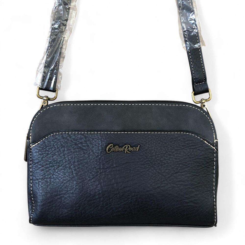 BLACK PU Leather Cotton Road Sling Bag