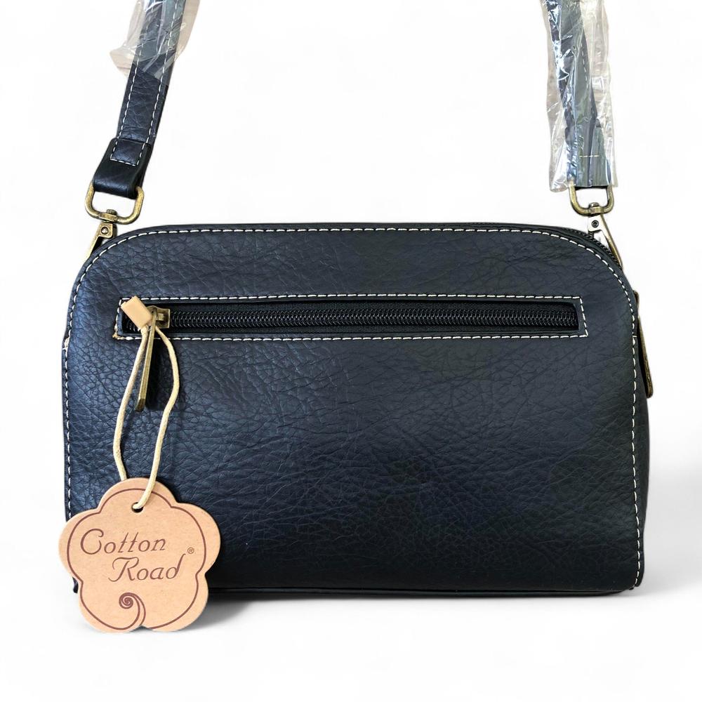 BLACK PU Leather Cotton Road Sling Bag