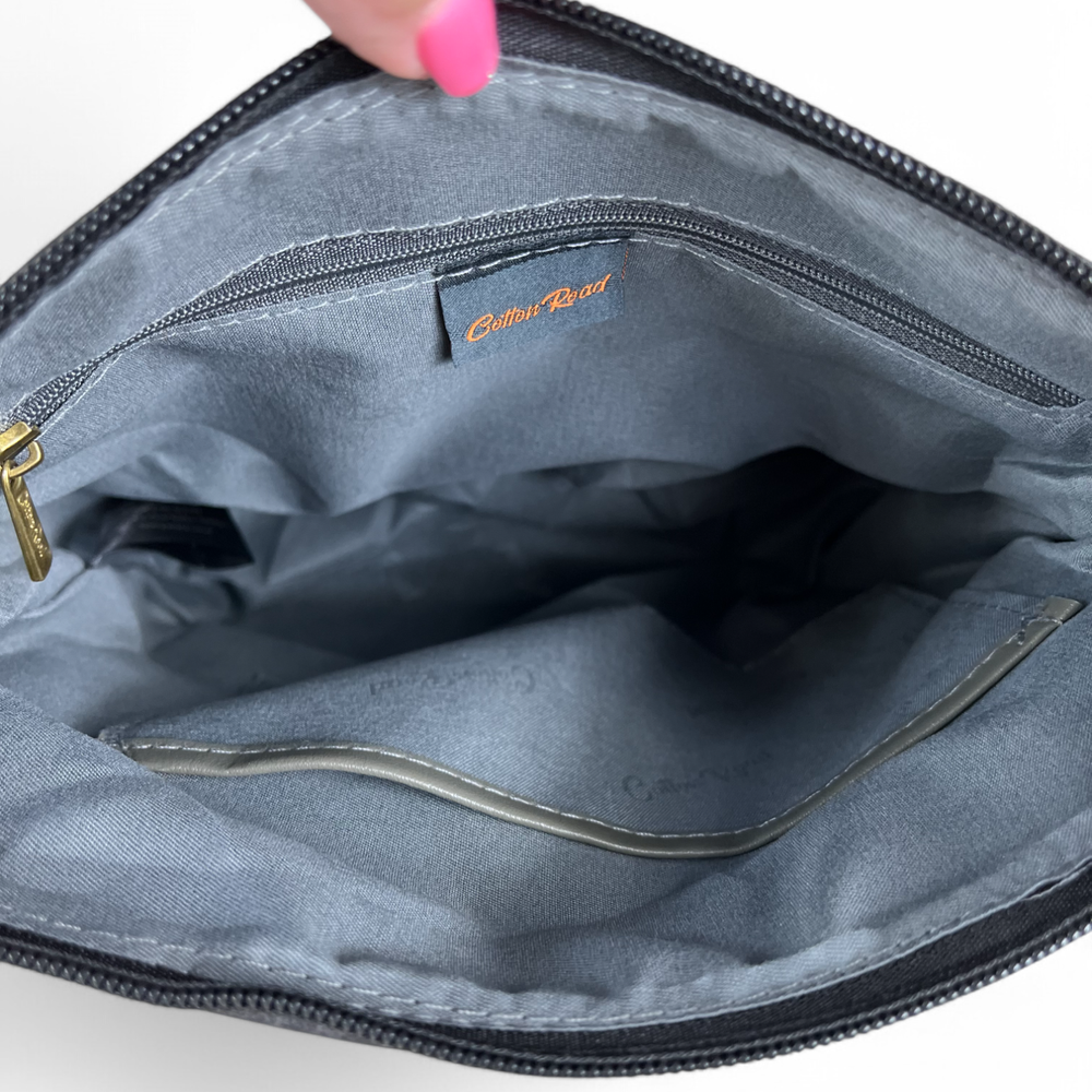 BLACK PU Leather Cotton Road Sling Bag with PROTEAS