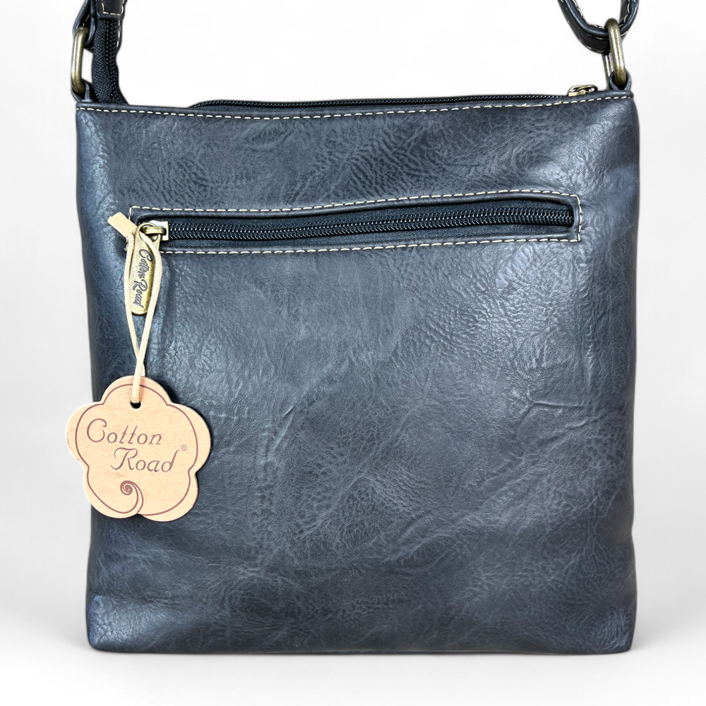 BLACK PU Leather Cotton Road Sling Bag with PROTEAS