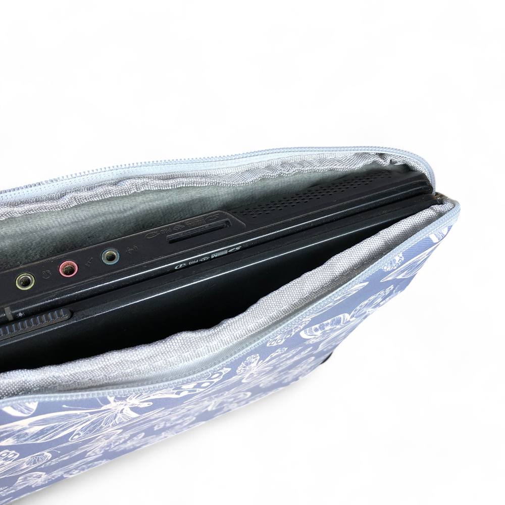 BLUE Canvas BUTTERFLY Cotton Road Laptop Bag with GREY Trim and Matching Sleeve COMBO