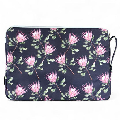 BLUE Canvas FLORAL Cotton Road Laptop Bag with GREY Trim and Matching Sleeve COMBO