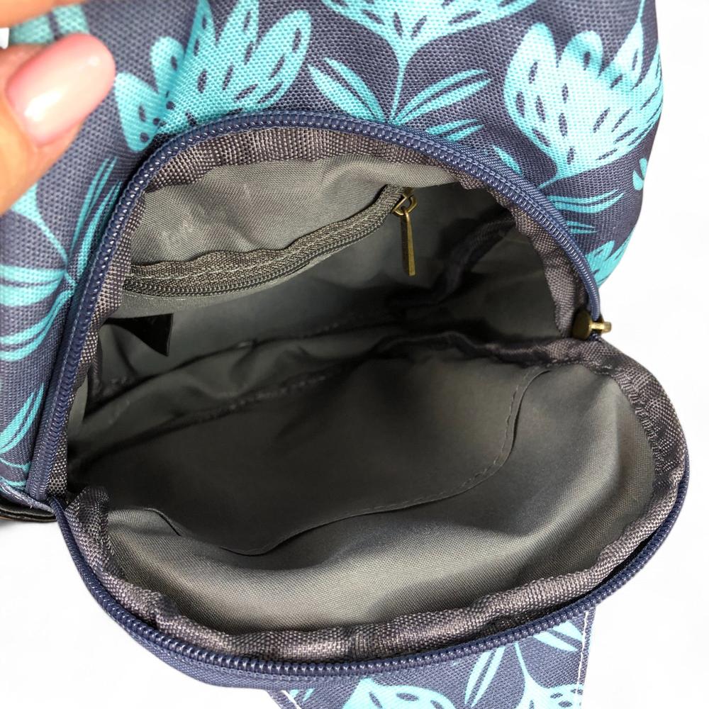 BLUE Cotton Road CANVAS Cross Body Bag / Mini Backpack with PROTEAS