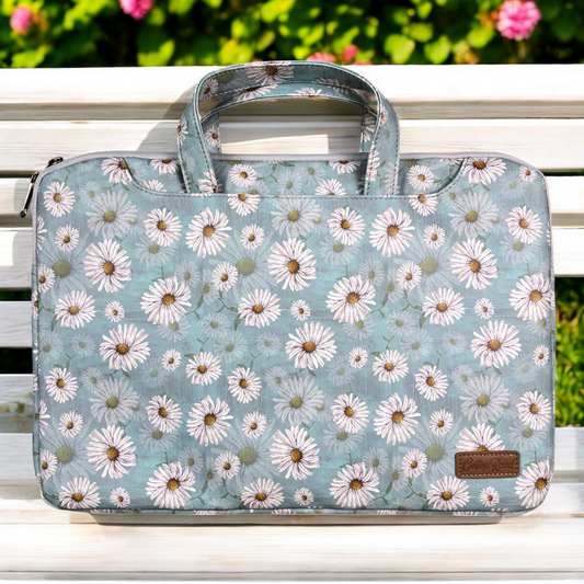 BLUE Cotton Road DAISY PVC Laptop Bag / Carry Sleeve with Padded Inner