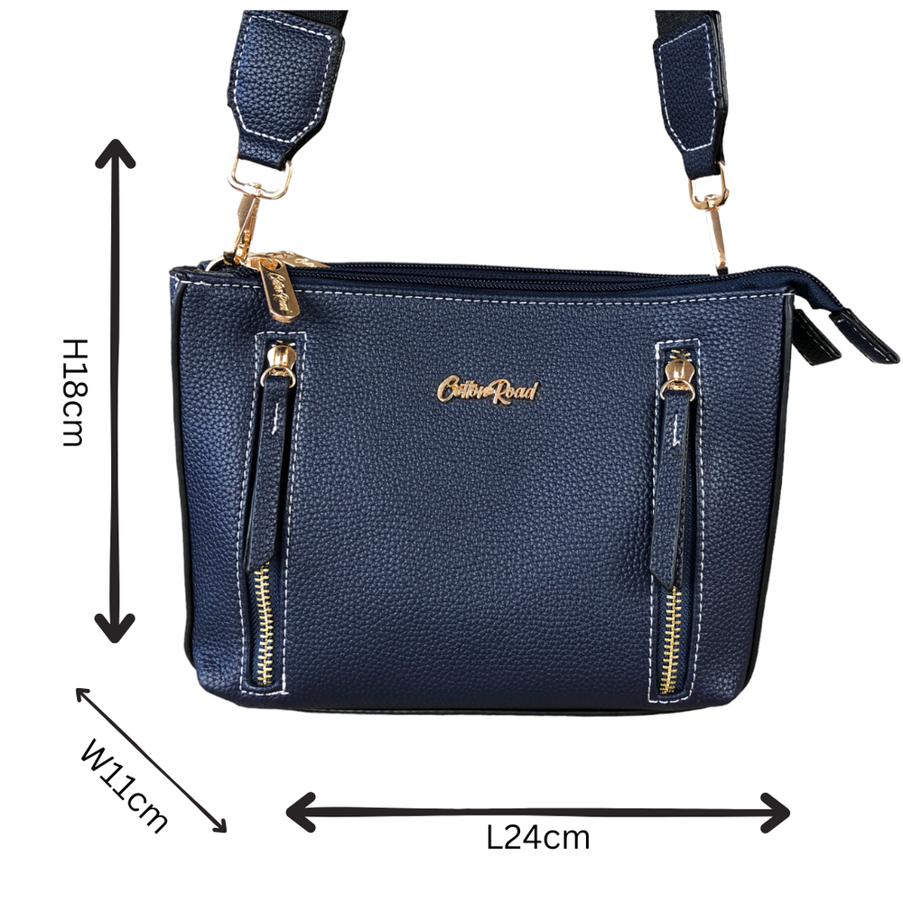 BLUE Cotton Road PU Leather Sling Bag with BRANDED Strap
