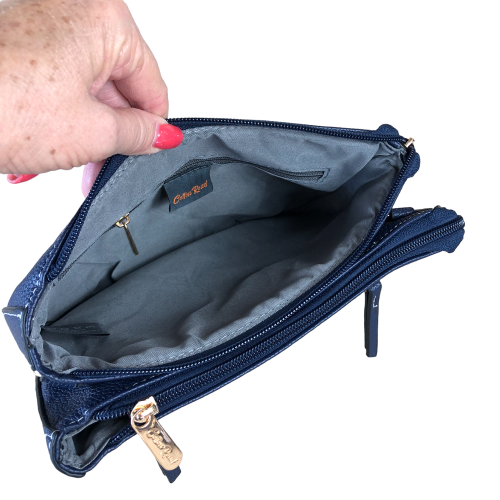 BLUE Cotton Road PU Leather Sling Bag with BRANDED Strap