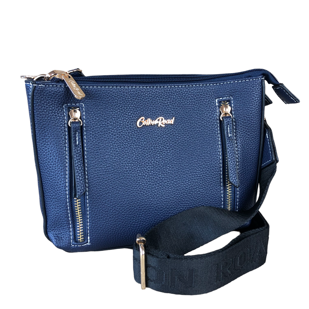 BLUE Cotton Road PU Leather Sling Bag with BRANDED Strap