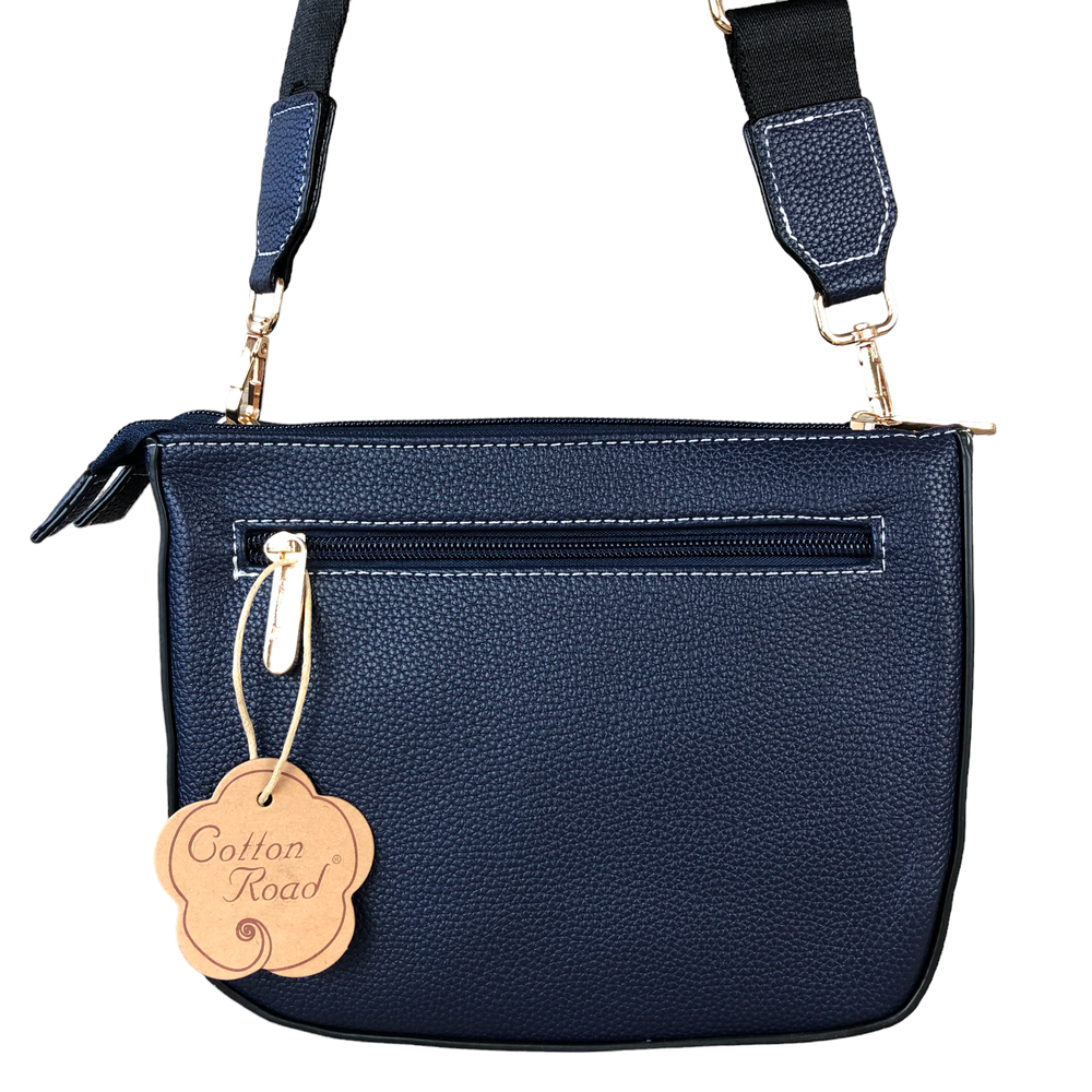 BLUE Cotton Road PU Leather Sling Bag with BRANDED Strap