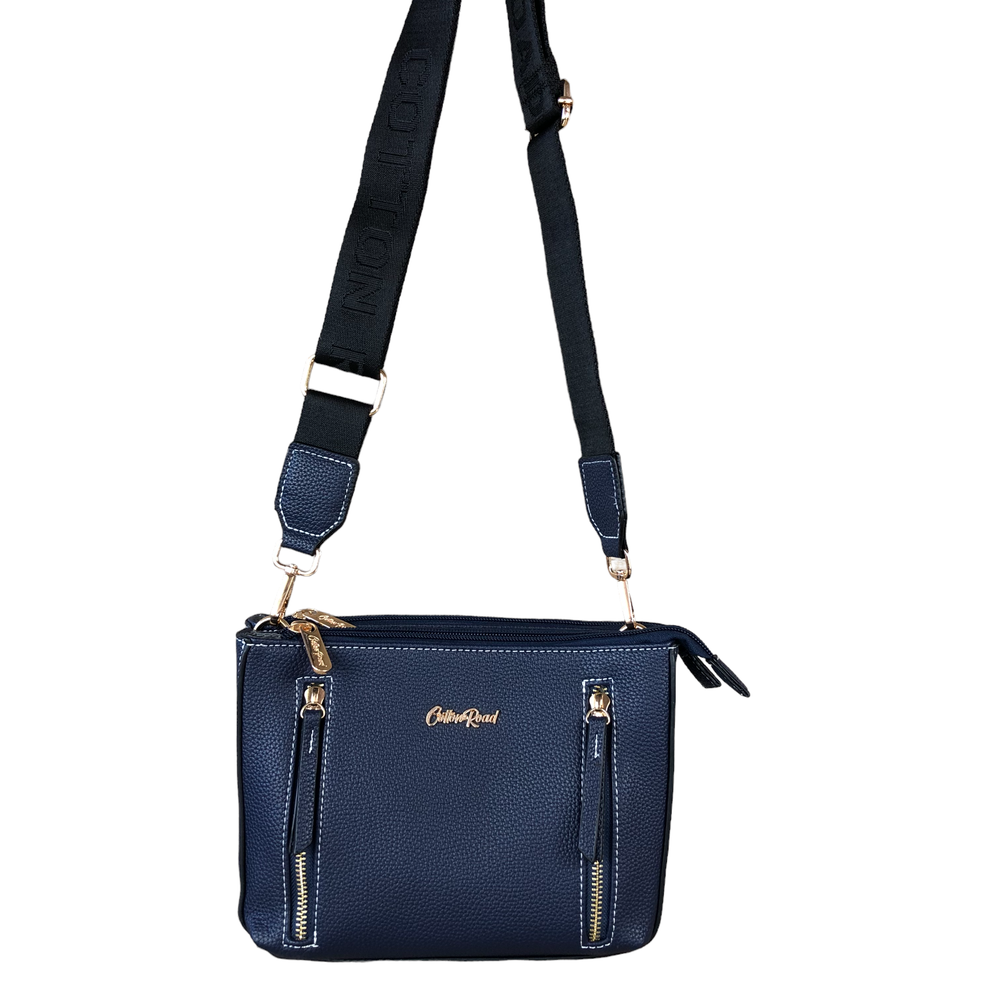 BLUE Cotton Road PU Leather Sling Bag with BRANDED Strap