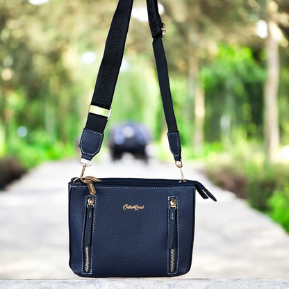 BLUE Cotton Road PU Leather Sling Bag with BRANDED Strap