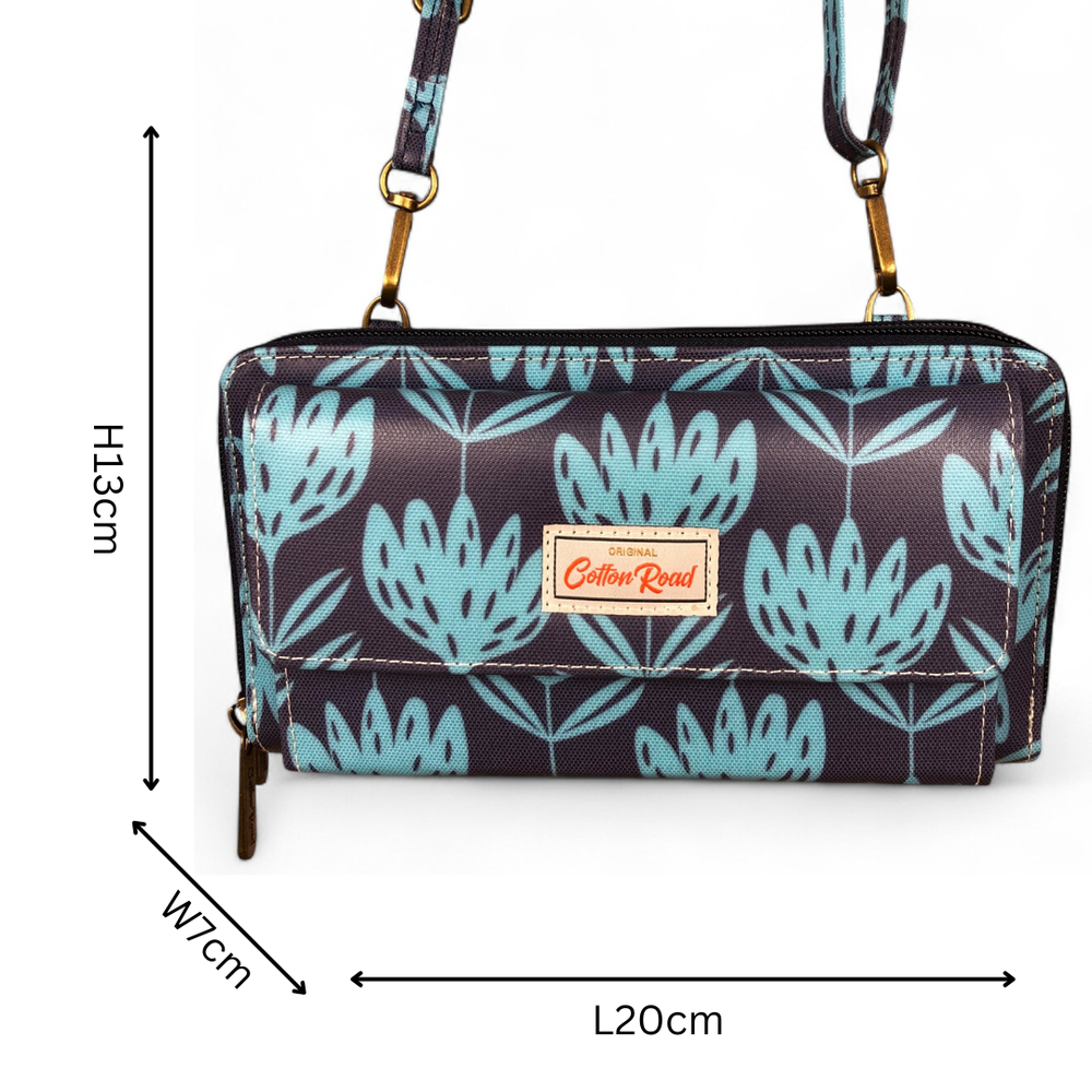BLUE Cotton Road PVC Cellphone Sling Wallet with PROTEA Print