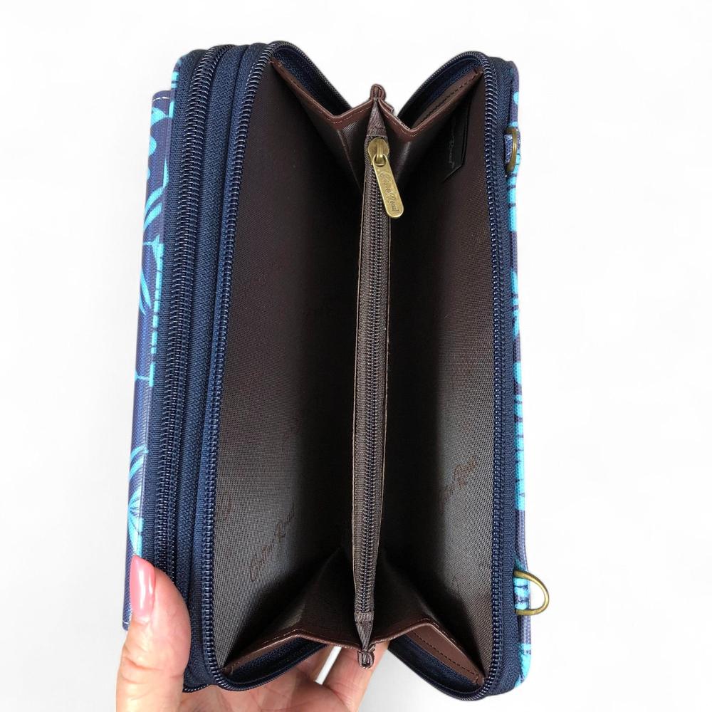 BLUE Cotton Road PVC Cellphone Sling Wallet with PROTEA Print