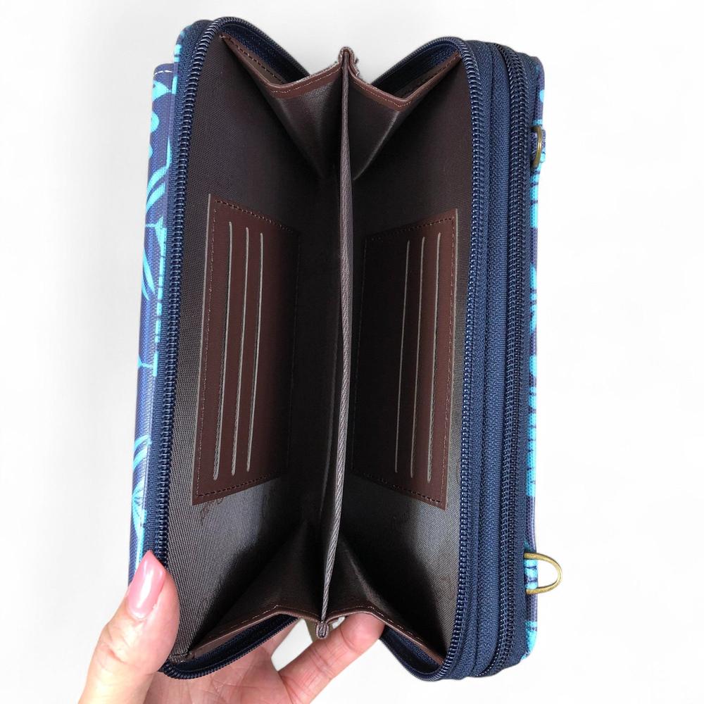 BLUE Cotton Road PVC Cellphone Sling Wallet with PROTEA Print