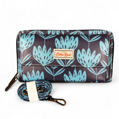 BLUE Cotton Road PVC Cellphone Sling Wallet with PROTEA Print