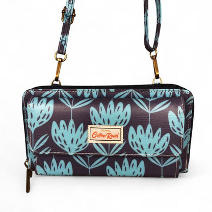 BLUE Cotton Road PVC Cellphone Sling Wallet with PROTEA Print
