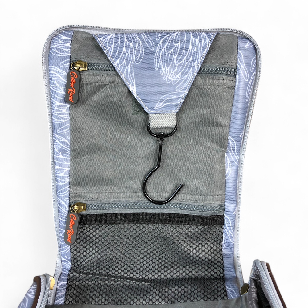 BLUE Cotton Road PVC Hanging Vanity Bag with PROTEAS