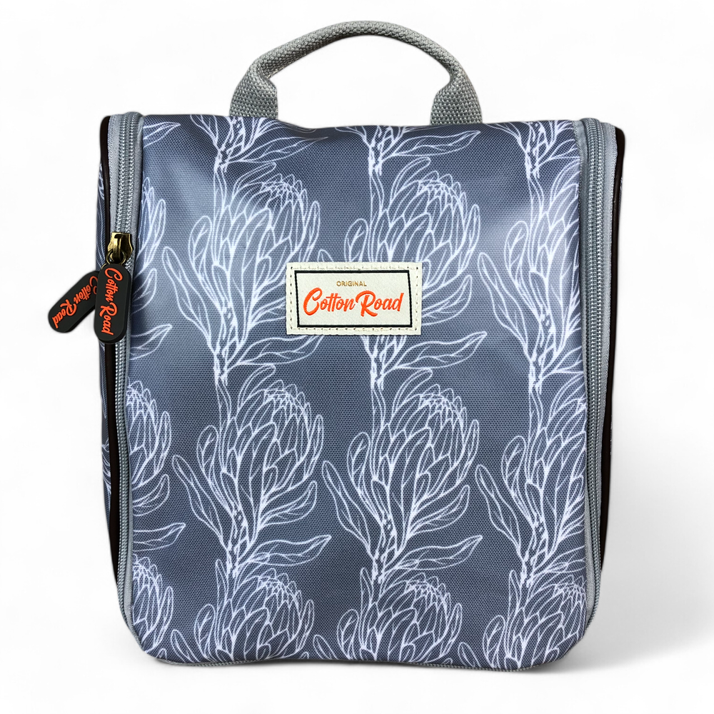 BLUE Cotton Road PVC Hanging Vanity Bag with PROTEAS