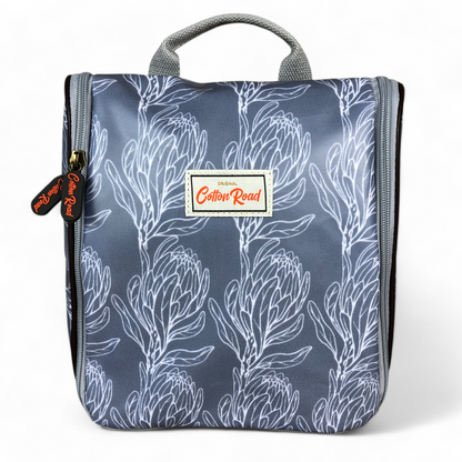 BLUE Cotton Road PVC Hanging Vanity Bag with PROTEAS