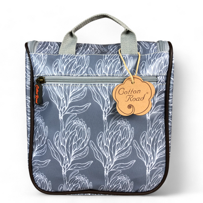 BLUE Cotton Road PVC Hanging Vanity Bag with PROTEAS