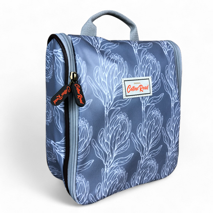 BLUE Cotton Road PVC Hanging Vanity Bag with PROTEAS