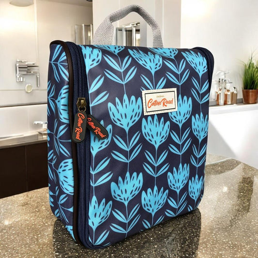BLUE Cotton Road PVC Hanging Vanity Bag with PROTEAS