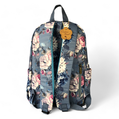 BLUE FLORAL Canvas Cotton Road Backpack