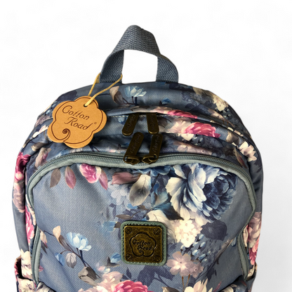 BLUE FLORAL Canvas Cotton Road Backpack