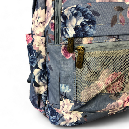 BLUE FLORAL Canvas Cotton Road Backpack