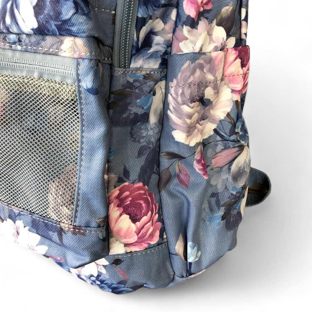 BLUE FLORAL Canvas Cotton Road Backpack