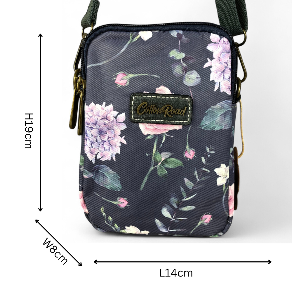 BLUE FLORAL Canvas Mini Cotton Road Sling Bag