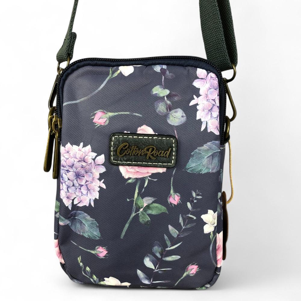 BLUE FLORAL Canvas Mini Cotton Road Sling Bag
