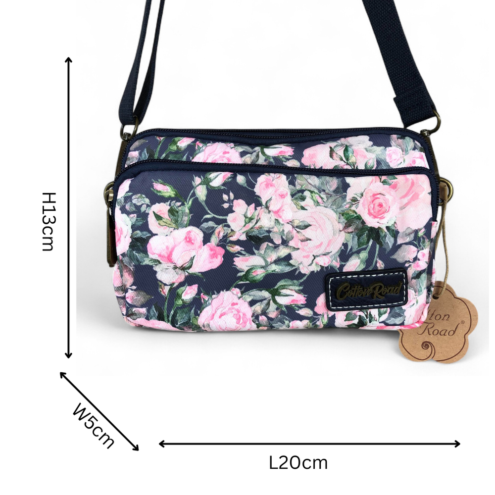 BLUE FLORAL Cotton Road Canvas Mini Sling Bag